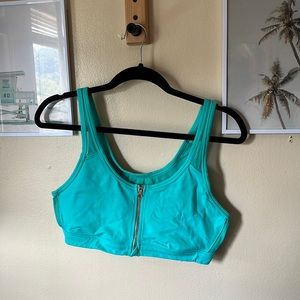 Aerie Move zip-up sports bra teal size XL
